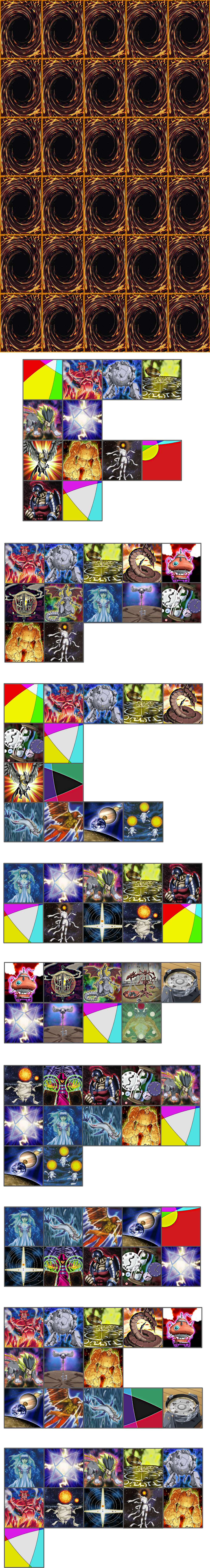 A grid of unknown Yugioh Cards and other mysterious clues